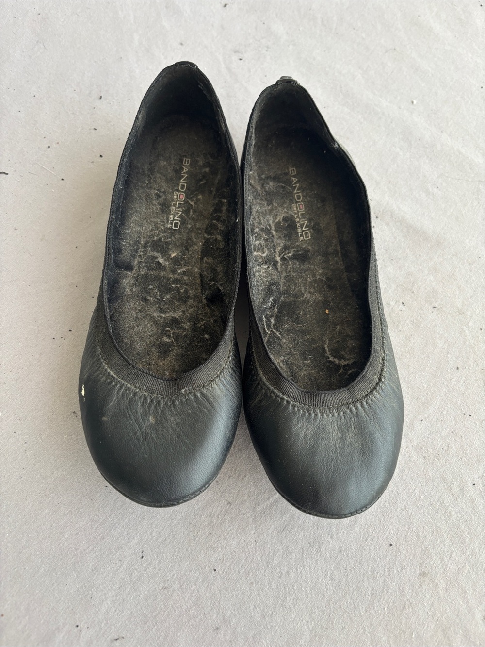 Bandolino Black Leather Slip-On Ballet Flats